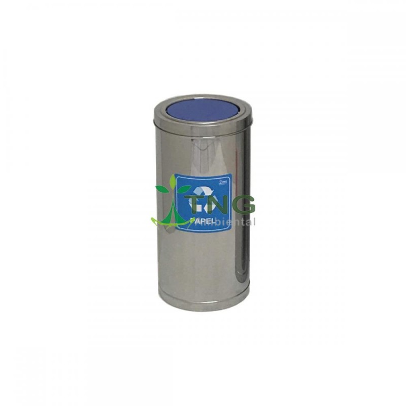 Lixeira 50 litros em aço inox com tampa flip-top colorida