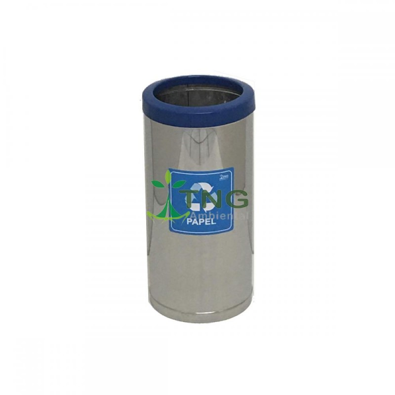 Lixeira 32 litros em aço inox com aro em plástico