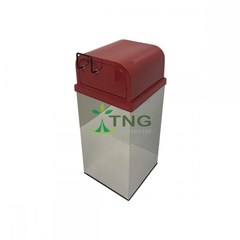 Lixeira 230 litros em aço inox com tampa fast food em fiberglass