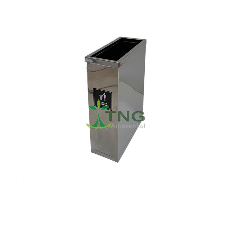 Lixeira 4 litros em aço inox retangular com aro