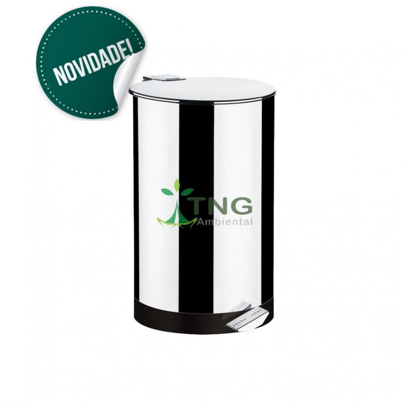Lixeira 50 litros em aço inox com pedal e balde interno