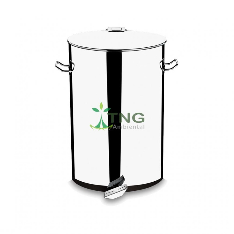 Lixeira 75 litros em aço inox com pedal e balde interno
