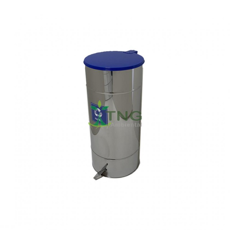 Lixeira 32 litros em aço inox com pedal e tampa colorida