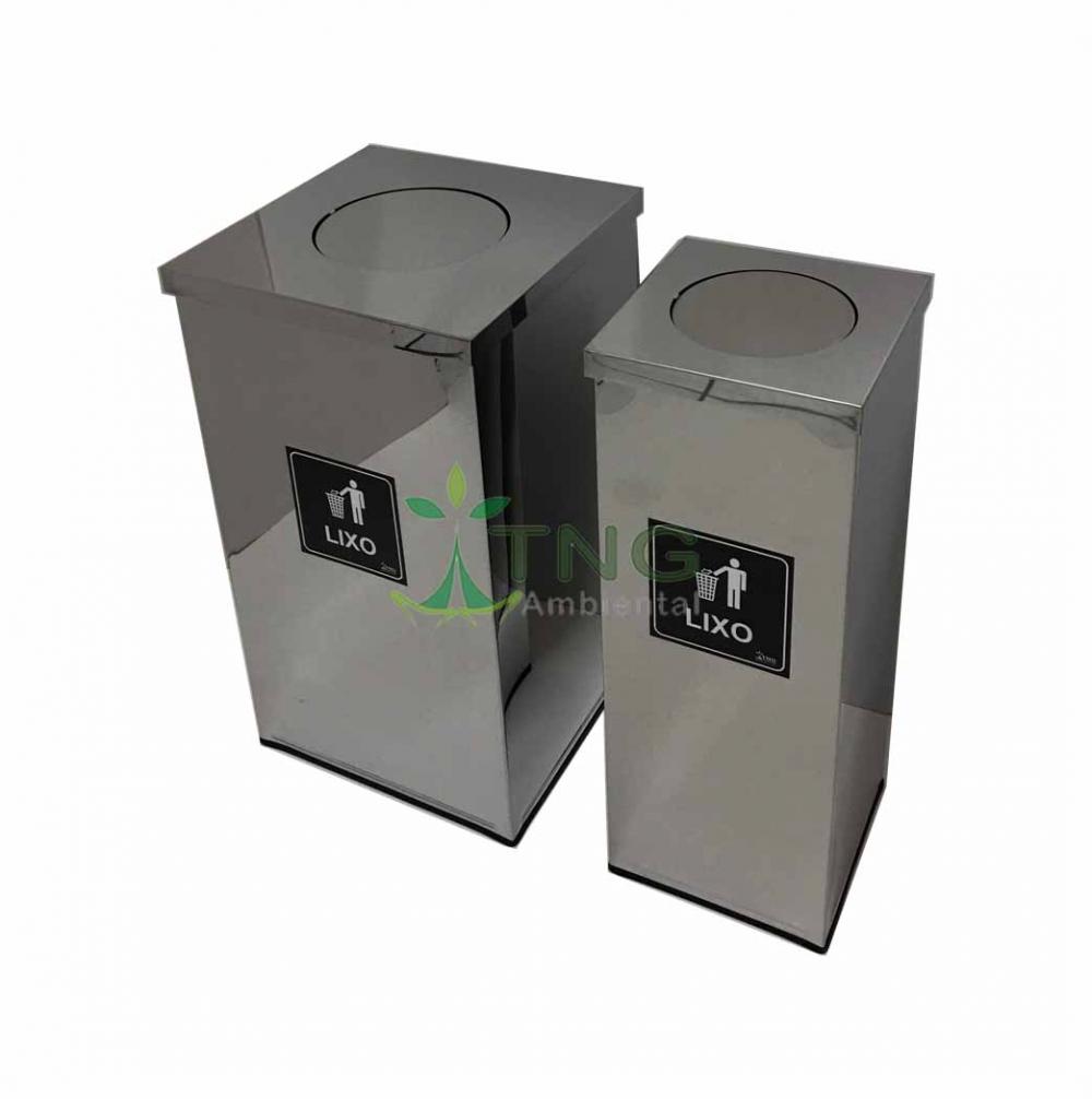 Lixeira 45 litros em aço inox quadrada com tampa flip-top