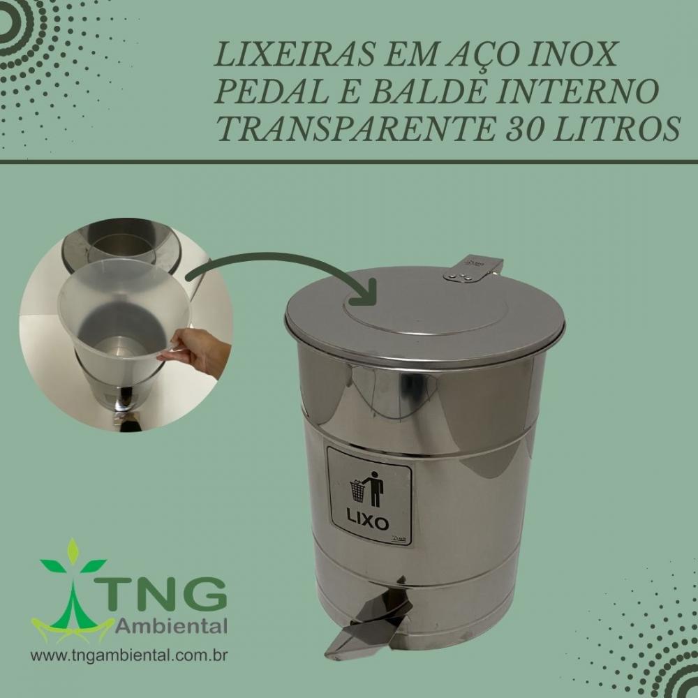 Lixeira 30 litros em aço inox com pedal e balde interno