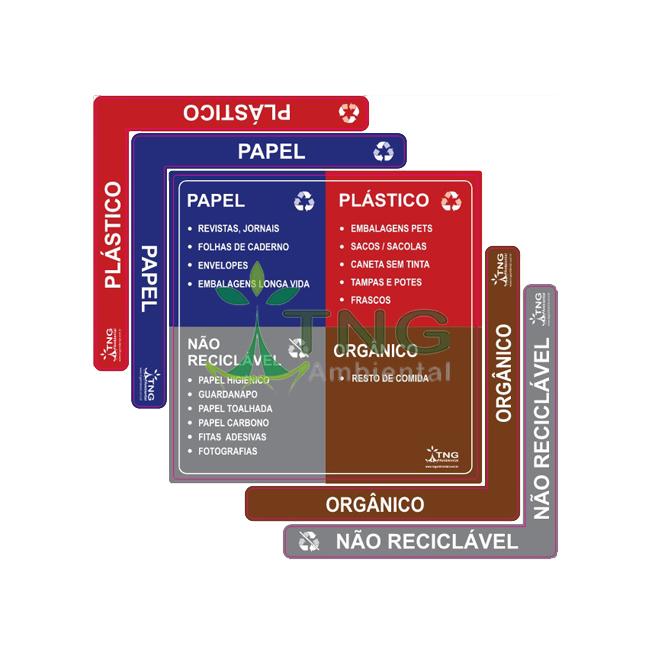 Adesivo coleta seletiva 4 resíduos