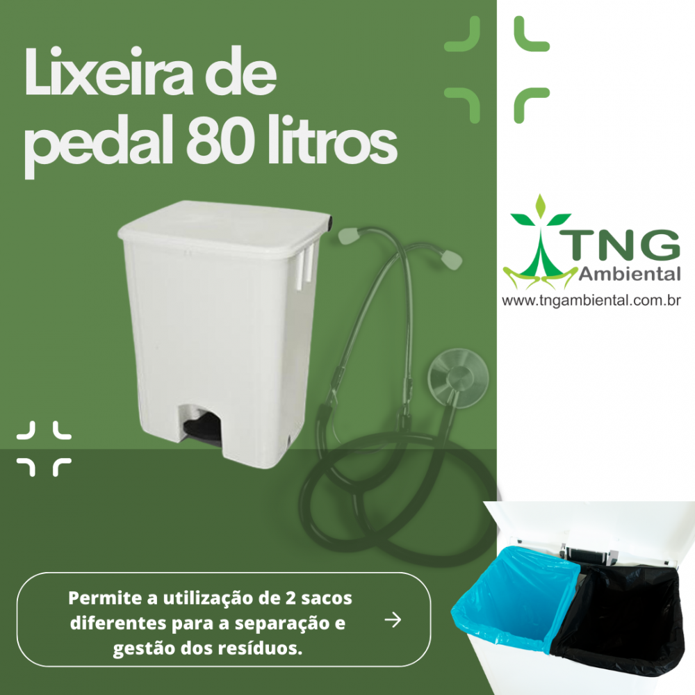 Lixeira 80 litros em plástico com pedal