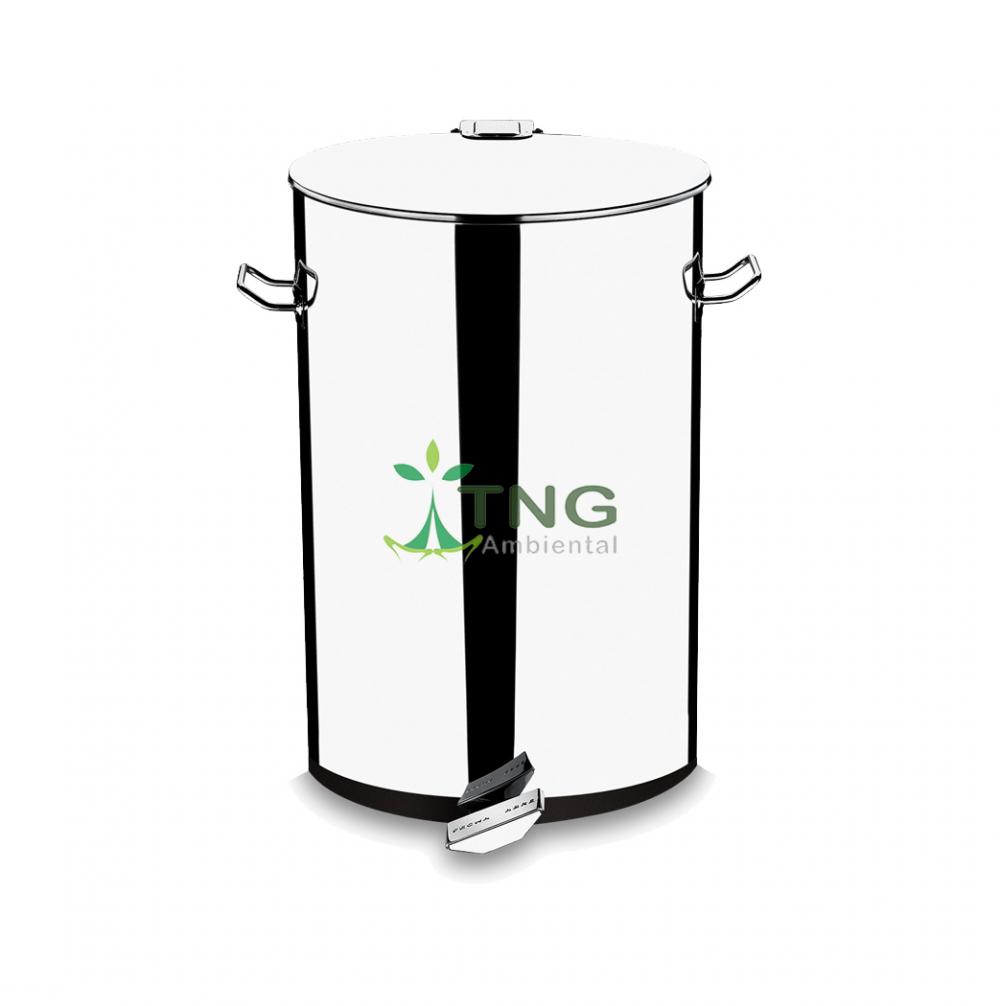 Lixeira 75 litros em aço inox com pedal e balde interno