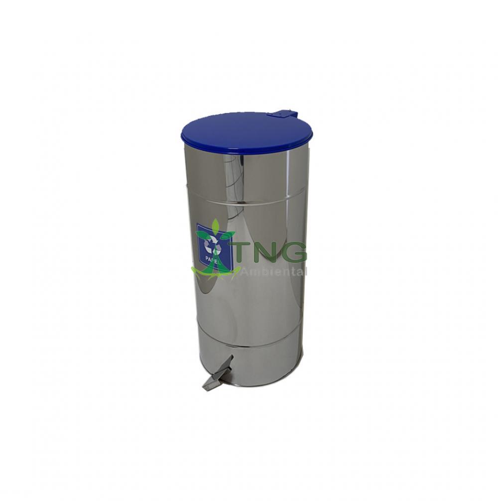Lixeira 32 litros em aço inox com pedal e tampa colorida